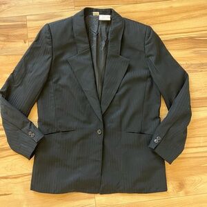 Vintage Marc D'Alcy Belane 100% Wool Black Pinstripe Blazer Women 8